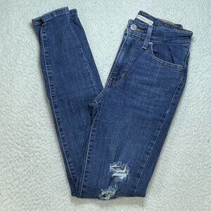 Levis 721 Jeans Womens Size 24 Blue High Rise Ankle Skinny Distressed 23x27